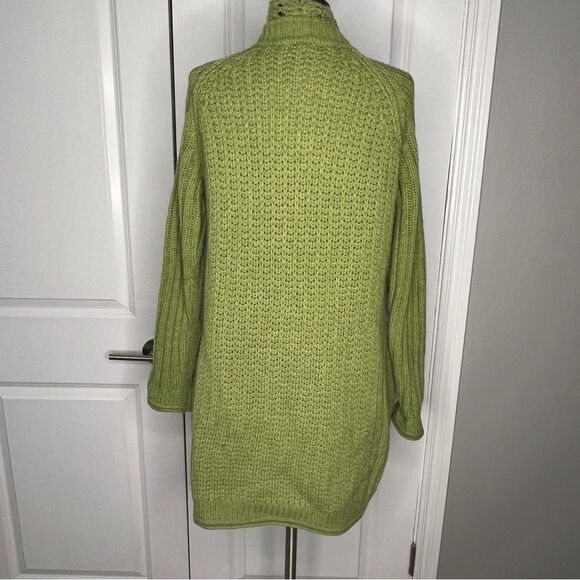 Sundance Long Button Front Chunky Knit Cardigan Green Size Small Petite Wool - Picture 3 of 6